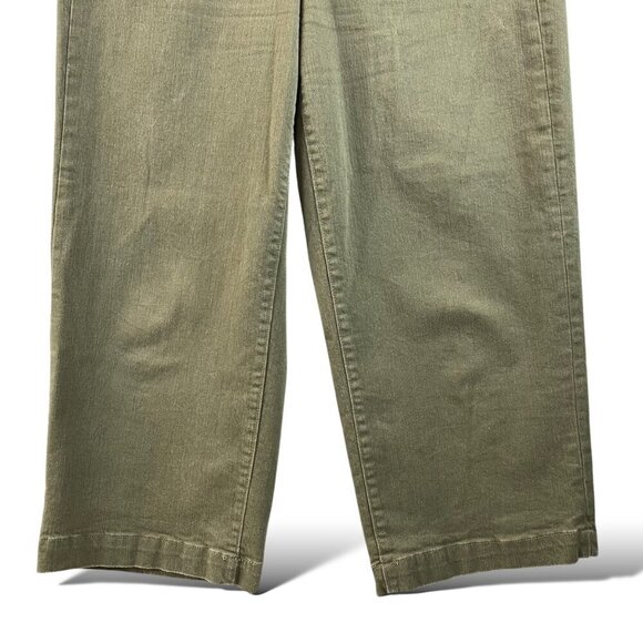 Eddie Bauer Wide Leg Crop Jeans Womens Sz 12 Army Green Slightly Curvy High Rise - Picture 5 of 13